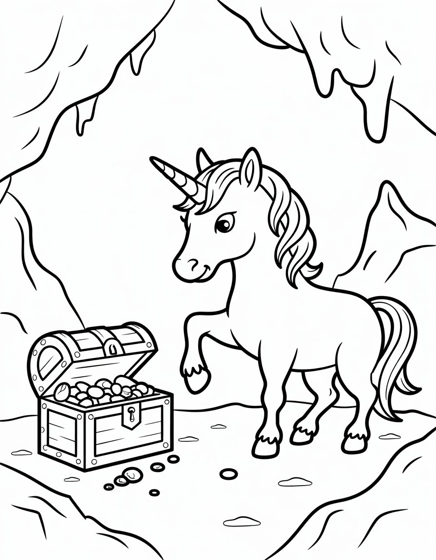 Unicorn Guarding Treasure